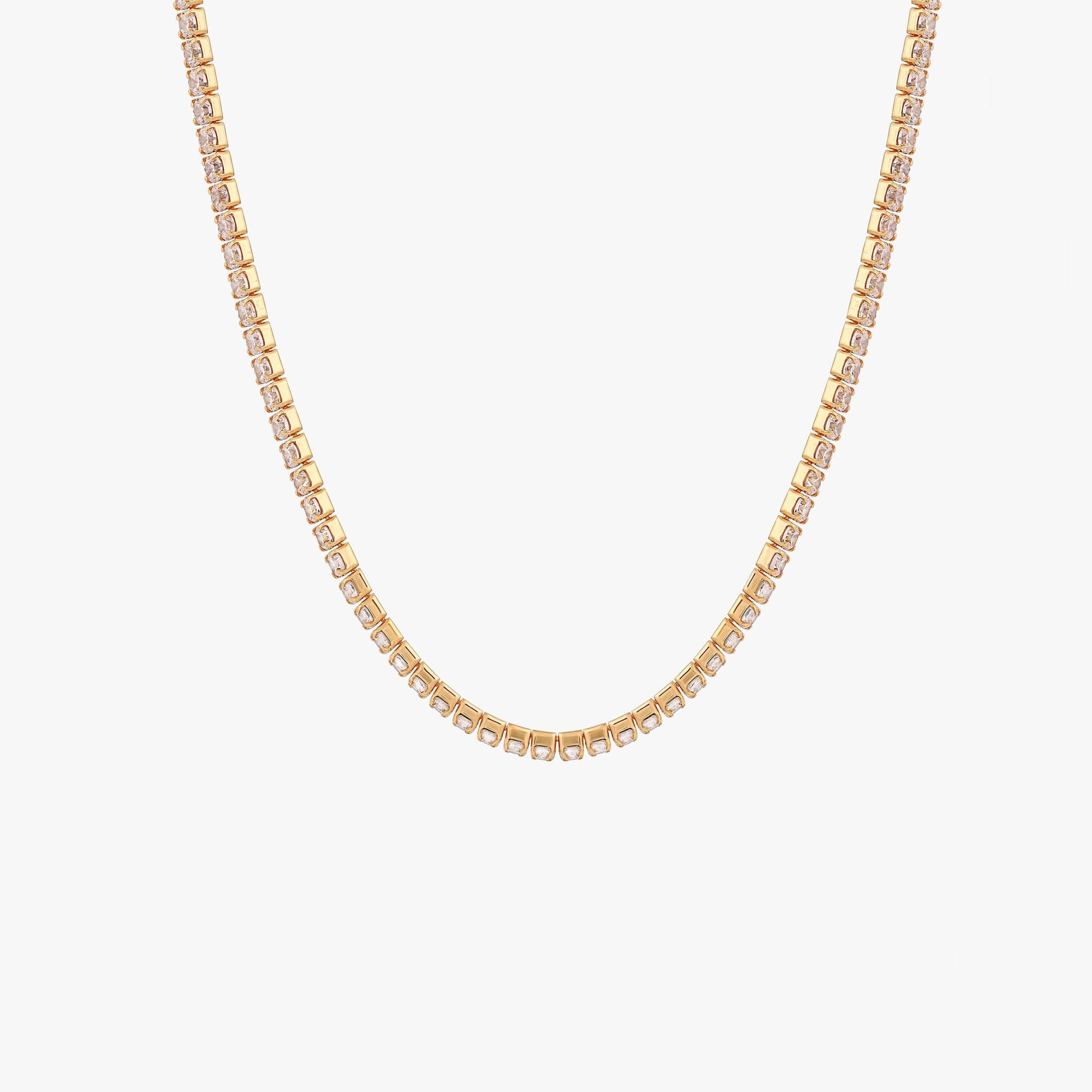 Tennis Necklace | 18K Gold Vermeil - Mionza Jewelry-18k solid gold, choker necklace, Crystal Choker, cz tennis necklace, diamond choker, diamond necklace, Gift for Mom, gold tennis necklace, mothers day necklace, non tarnish necklace, tennis chain, tennis choker, tennis necklace