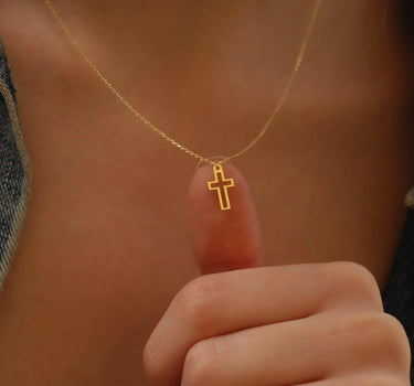 Small Cross Necklace | 14K Solid Gold