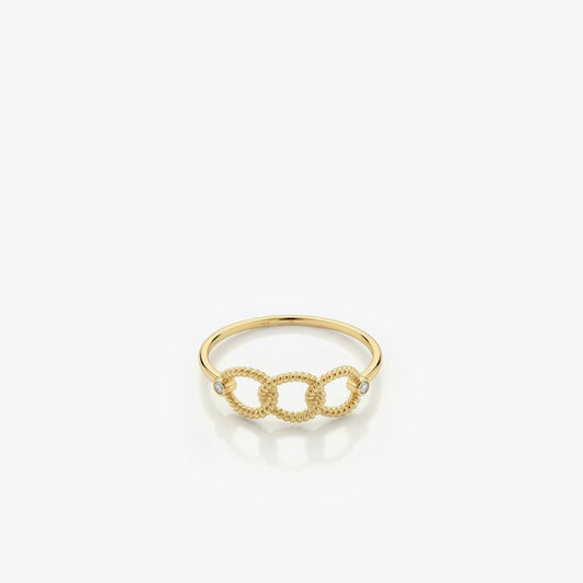 Triple Chain Link Ring | 14K Solid Gold