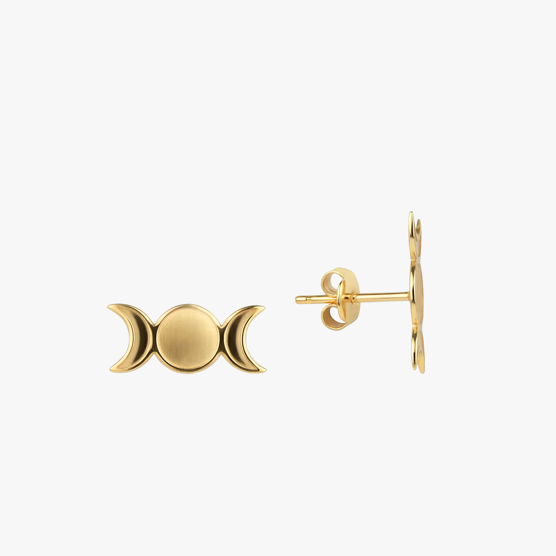 Triple Moon Earrings | 14K Solid Gold