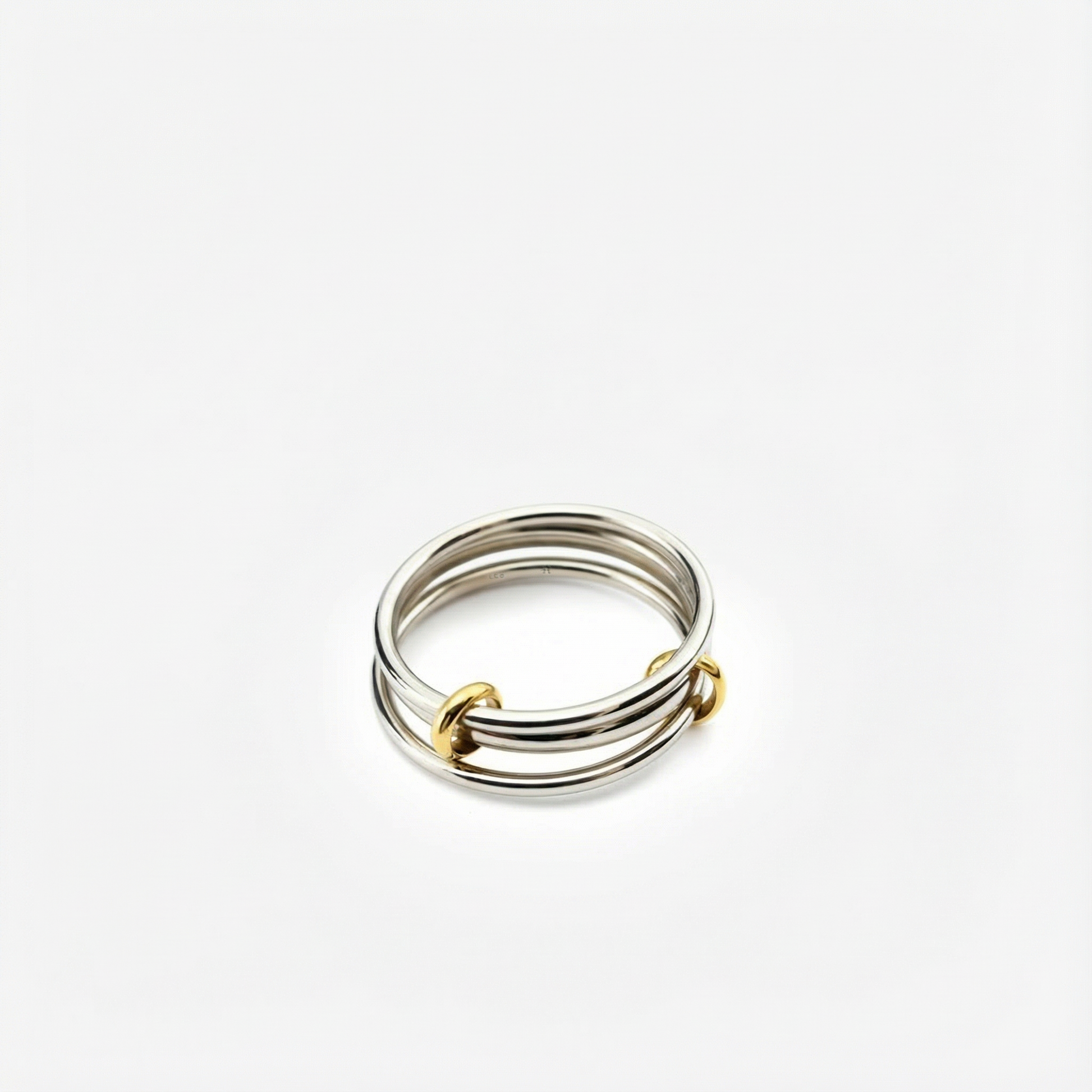 Two Tone Link Connected Ring | 14K Solid Gold