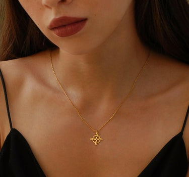 Witches Knot Necklace | 14K Solid Gold - Mionza Jewelry-gothic necklace, halloween gifts, halloween jewelry, halloween necklace, halloween pendant, halloween witch, trick or treat, witch jewelry, witch knot necklace, witch necklace, witch pendant, witch silver pendant, witchy necklace