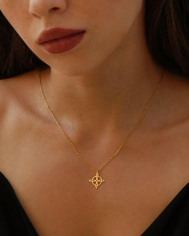 Witches Knot Necklace | 14K Solid Gold - Mionza Jewelry-gothic necklace, halloween gifts, halloween jewelry, halloween necklace, halloween pendant, halloween witch, trick or treat, witch jewelry, witch knot necklace, witch necklace, witch pendant, witch silver pendant, witchy necklace
