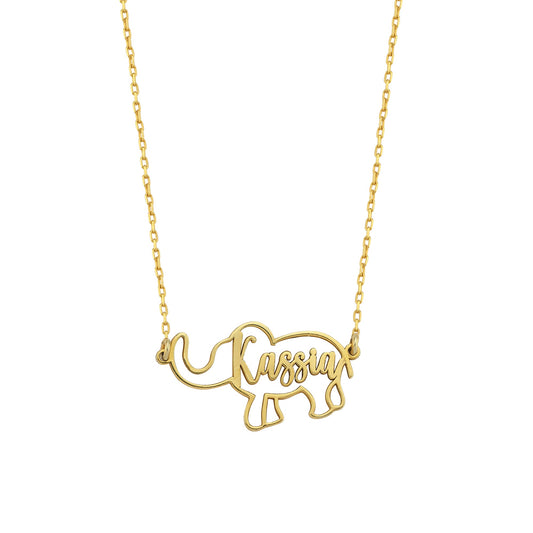 Personalized Elephant  Necklace | 14K Solid Gold