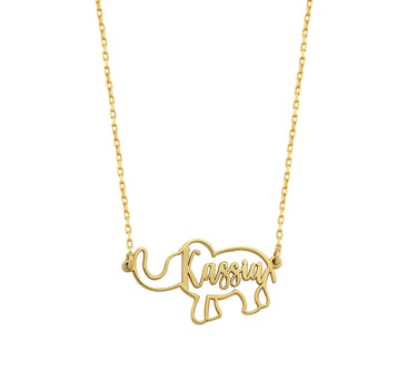 Personalized Elephant  Necklace | 14K Solid Gold