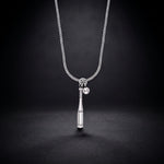 Men's baseball bat pendant necklace in 925 sterling silver on a box chain
