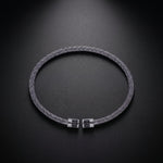 Men's braided cuff bracelet in 925 sterling silver with black end caps