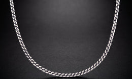 Men's Cuban chain necklace in sterling silver, a classic curb link chain