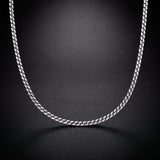 Men's Cuban chain necklace in sterling silver, a classic curb link chain