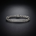 Men's curb chain ID bracelet in 925 sterling silver engraved with Roman numerals