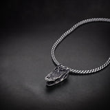 Gothic crocodile skull necklace for men in oxidized 925 sterling silver