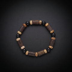 Handmade men's jasper bracelet with bronzite, jasper and black agate beads