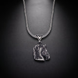 Men's horse head pendant necklace in oxidized 925 sterling silver