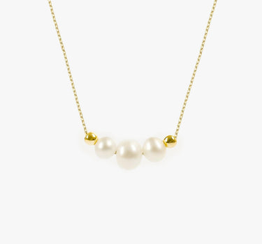 Triple Pearl Necklace | 14K Solid Gold Mionza