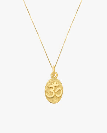 Om Necklace | 14K Gold Vermeil - Mionza Jewelry-14k gold vermeil, buddha necklace, gold om pendant, Meditation Gift, ohm necklace, om necklace gold, om necklace silver, om necklace women, om symbol necklace, protection necklace, religious necklace, summer jewelry, summer necklace