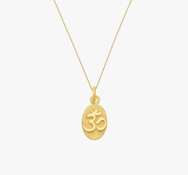 Om Necklace | 14K Gold Vermeil - Mionza Jewelry-14k gold vermeil, buddha necklace, gold om pendant, Meditation Gift, ohm necklace, om necklace gold, om necklace silver, om necklace women, om symbol necklace, protection necklace, religious necklace, summer jewelry, summer necklace