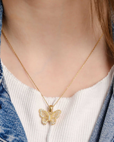 18K Gold Vermeil Butterfly Necklace for Women, Dainty Butterfly Jewelry, Butterfly Pendant, Butterfly Gifts, Birthday Gift for Her