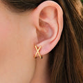 14K Gold Vermeil X Earrings, Geometric Earrings, Minimalist Stud Earrings, X Shaped Earrings, Birthday Gift