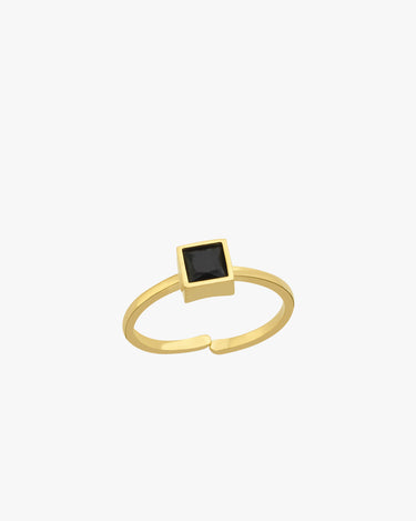 Black Onyx Ring | 14K Gold Vermeil - Mionza Jewelry-black onyx, black ring, black stone ring, geometric ring, gift for her, gold onyx ring, onyx and silver ring, onyx ring gold, onyx ring silver, onyx ring womens, ring black onyx, ring with onyx, summer jewelry