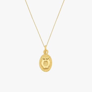 Owl Necklace Women | 14K Gold Vermeil - Mionza Jewelry-14k solid gold, animal lover jewelry, bird necklace, charm necklaces, gift for daughter, gold owl necklace, jewelry owl, jewelry with owls, owl jewelry, owl lover gift, owl necklace, owl necklace charms, owl pendant necklace