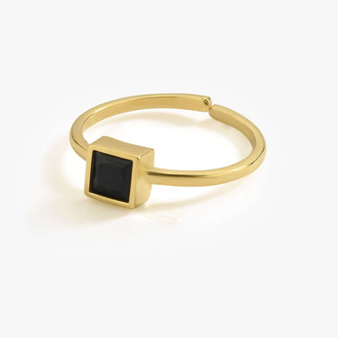 14K Gold Vermeil Onyx Ring Women, Black Onyx Ring, Onyx Jewelry, Ring with Black Onyx, Gemstone Ring, Adjustable Ring, Birthday Gift