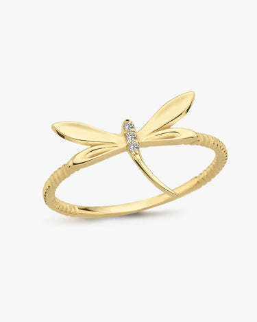 14K Solid Gold Dragonfly Ring, Dragonfly Jewelry Ring, Minimalist Insect Ring, Summer Jewelry, Bestfriend Gift