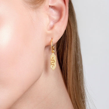 18K Gold Vermeil Snake Dangle Earrings, Snake Jewelry, Serpent Earrings, Snake Hoop Earrings, Lightweight Earrings, Gift for Women