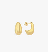 A pair of 18K gold vermeil tear drop earrings displayed on a white background.