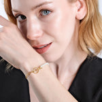 18K Gold Vermeil Paperclip Bracelet, Toggle Clasp Bracelet, Pearl Bracelet, Paperclip Chain with Pearl, Her Birthday Gift, Gift for Woman