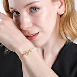 18K Gold Vermeil Paperclip Bracelet, Toggle Clasp Bracelet, Pearl Bracelet, Paperclip Chain with Pearl, Her Birthday Gift, Gift for Woman