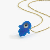 14K Solid Gold Hamsa Necklace, Protection Necklace,Opal Hamsa Hand, Blue Opal Necklace, Hamsa Evil Eye, Birthday Gift