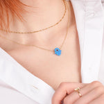 14K Solid Gold Hamsa Necklace, Protection Necklace,Opal Hamsa Hand, Blue Opal Necklace, Hamsa Evil Eye, Birthday Gift