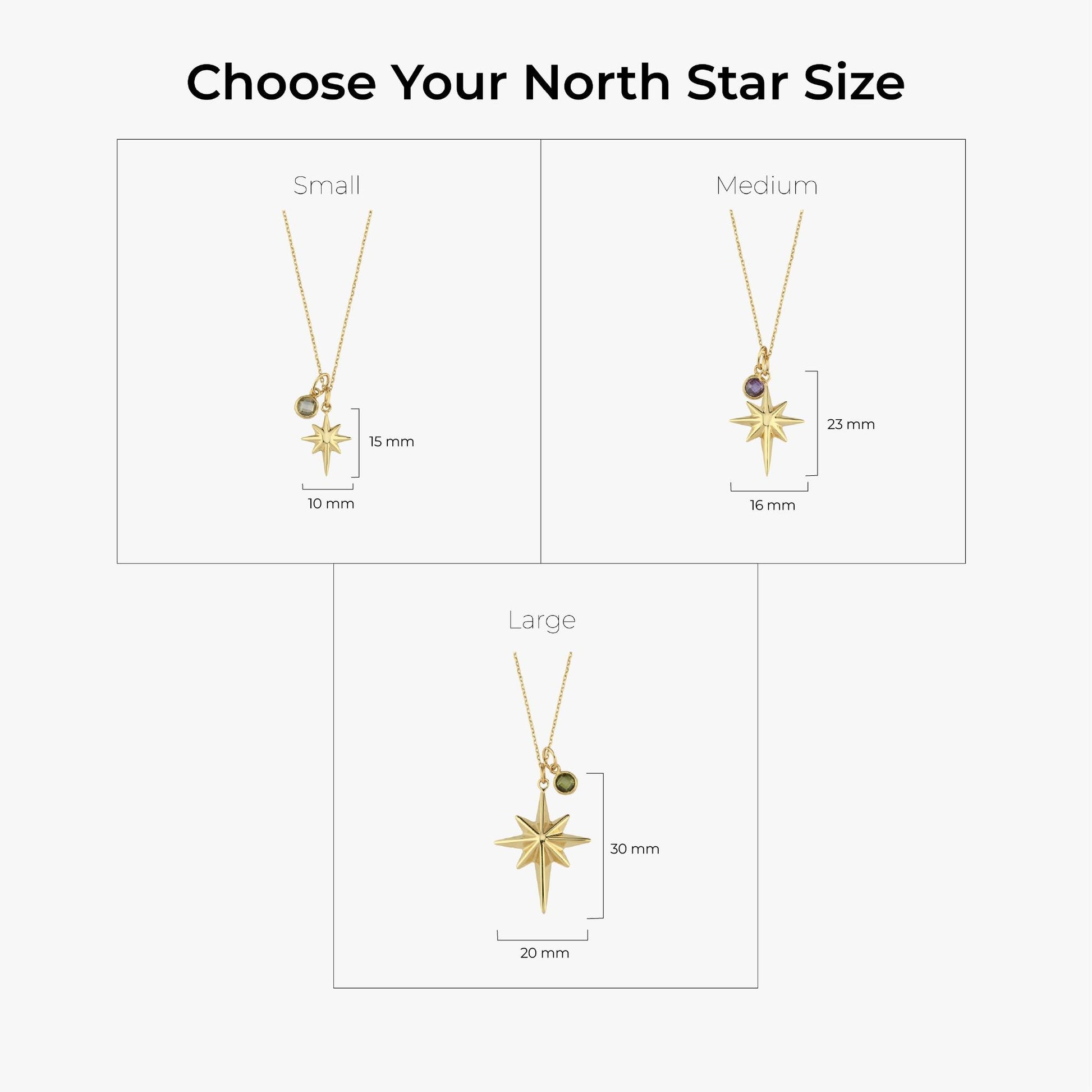 14K Solid Gold North Star Pendant, Birthstone Necklace, Polaris Star Necklace, Celestial Jewelry, Gold North Star Necklace, Mothers Day Gift