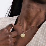 14K Solid Gold Disc Necklace, Personalized Disc with Birthstone, Engraved Gold Necklace, Disc Name Necklace, Custom Gift