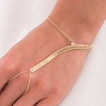 18K Gold Vermeil Slave Bracelet, Engraved Hand Chain Bracelet, Herringbone Bracelet, Finger Ring Bracelet, Summer Bracelet, Custom Gift