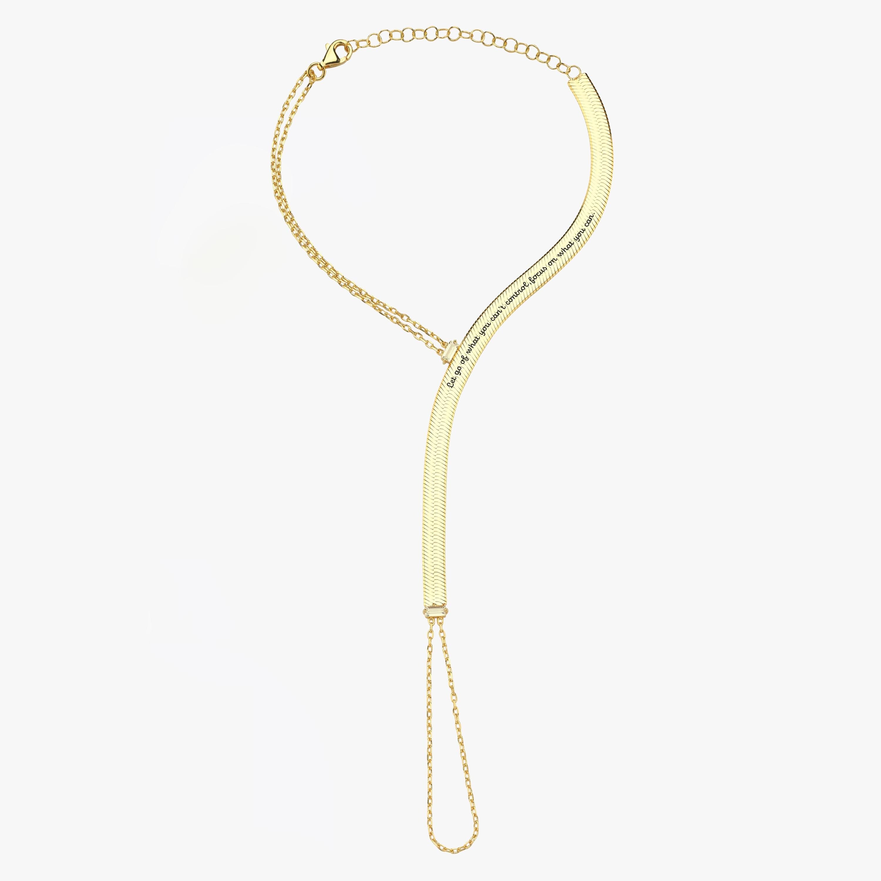 18K Gold Vermeil Slave Bracelet, Engraved Hand Chain Bracelet, Herringbone Bracelet, Finger Ring Bracelet, Summer Bracelet, Custom Gift