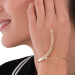 18K Gold Vermeil Slave Bracelet, Engraved Hand Chain Bracelet, Herringbone Bracelet, Finger Ring Bracelet, Summer Bracelet, Custom Gift