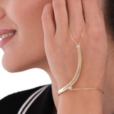 18K Gold Vermeil Slave Bracelet, Engraved Hand Chain Bracelet, Herringbone Bracelet, Finger Ring Bracelet, Summer Bracelet, Custom Gift