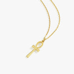 14K solid gold Ankh necklace