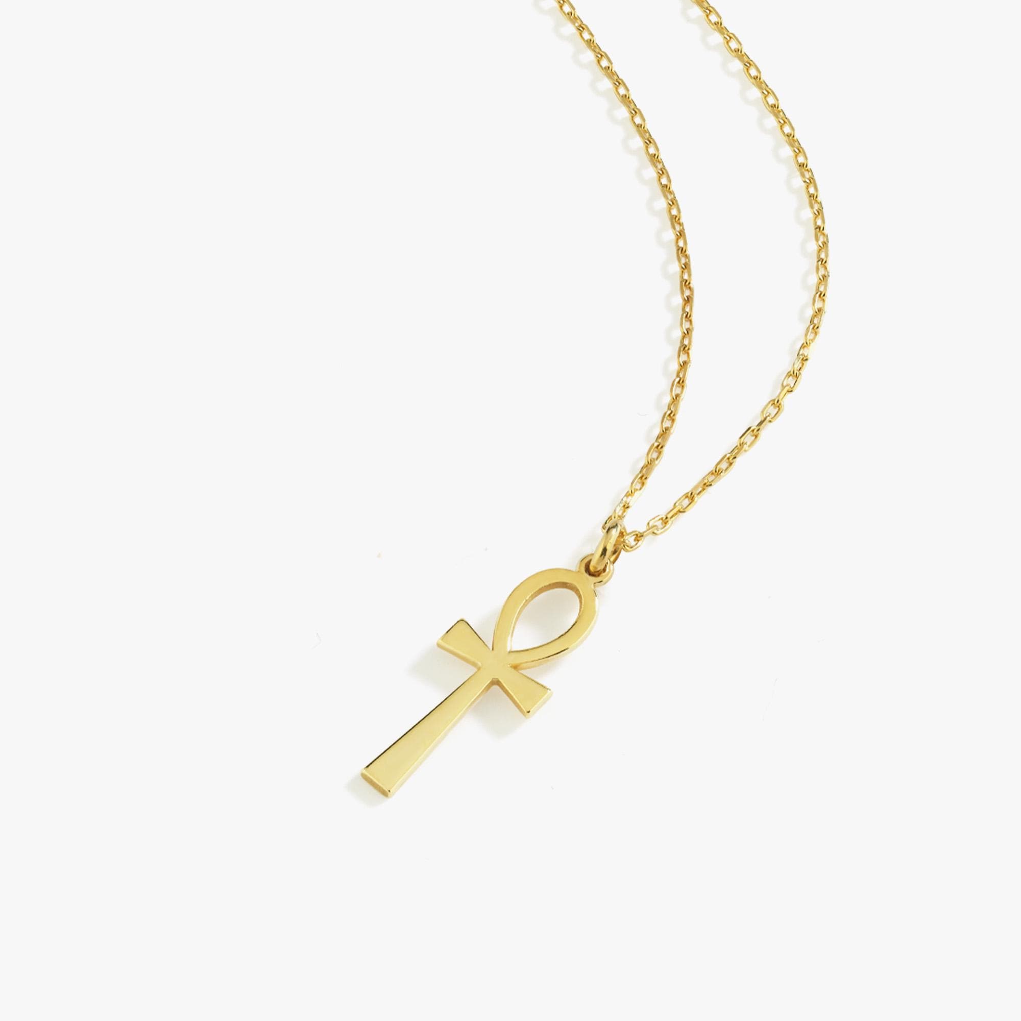 14K solid gold Ankh necklace