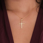 18K Gold Vermeil Cross Diamond Necklace, Religious Pendant, Cross Pendant, Dainty Cross, Christmas Gift for Women