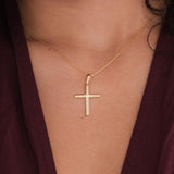18K Gold Vermeil Cross Diamond Necklace, Religious Pendant, Cross Pendant, Dainty Cross, Christmas Gift for Women