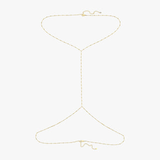 The 18K Gold Vermeil Beaded Body Chain fully laid out on a flat surface.