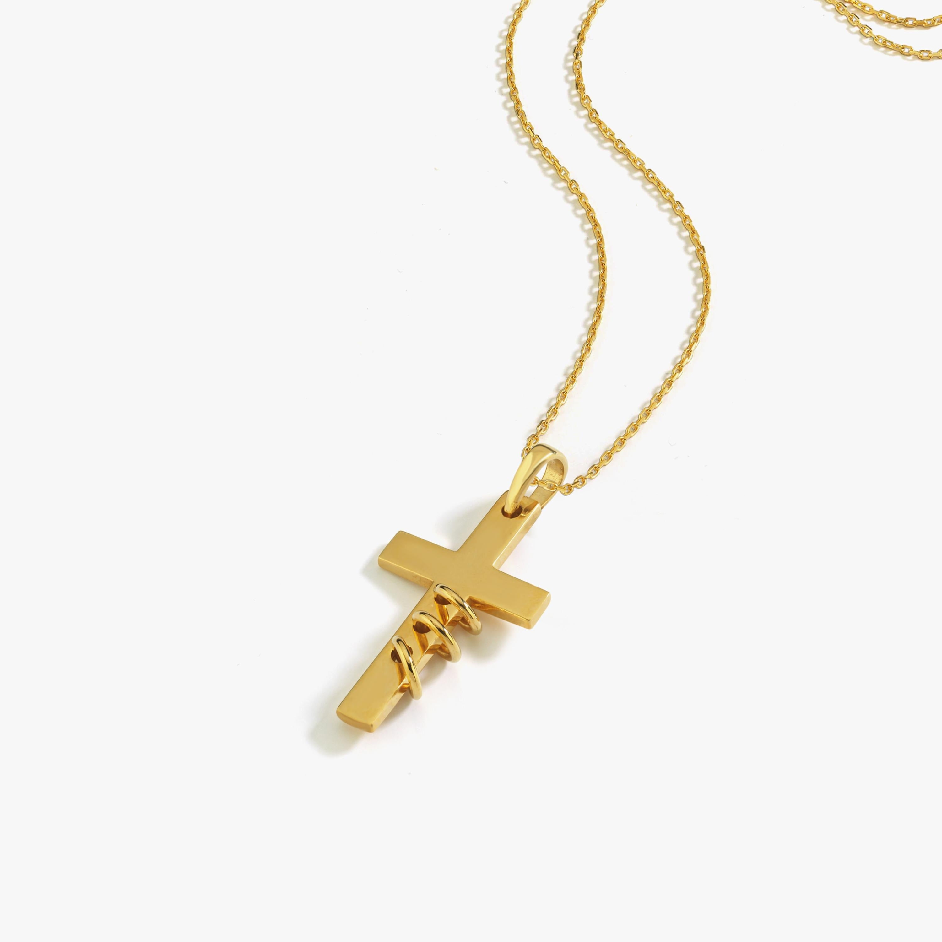 18K Gold Vermeil Cross Necklace: Father Son and Holy Spirit Necklace, Christian Jewelry Gift