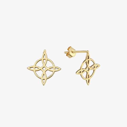 14K Solid Gold Witches Knot Earrings, Stud Witch Knot Earrings, Wiccan Earrings, Witch Jewelry, Halloween Earrings, Best Friend Gift