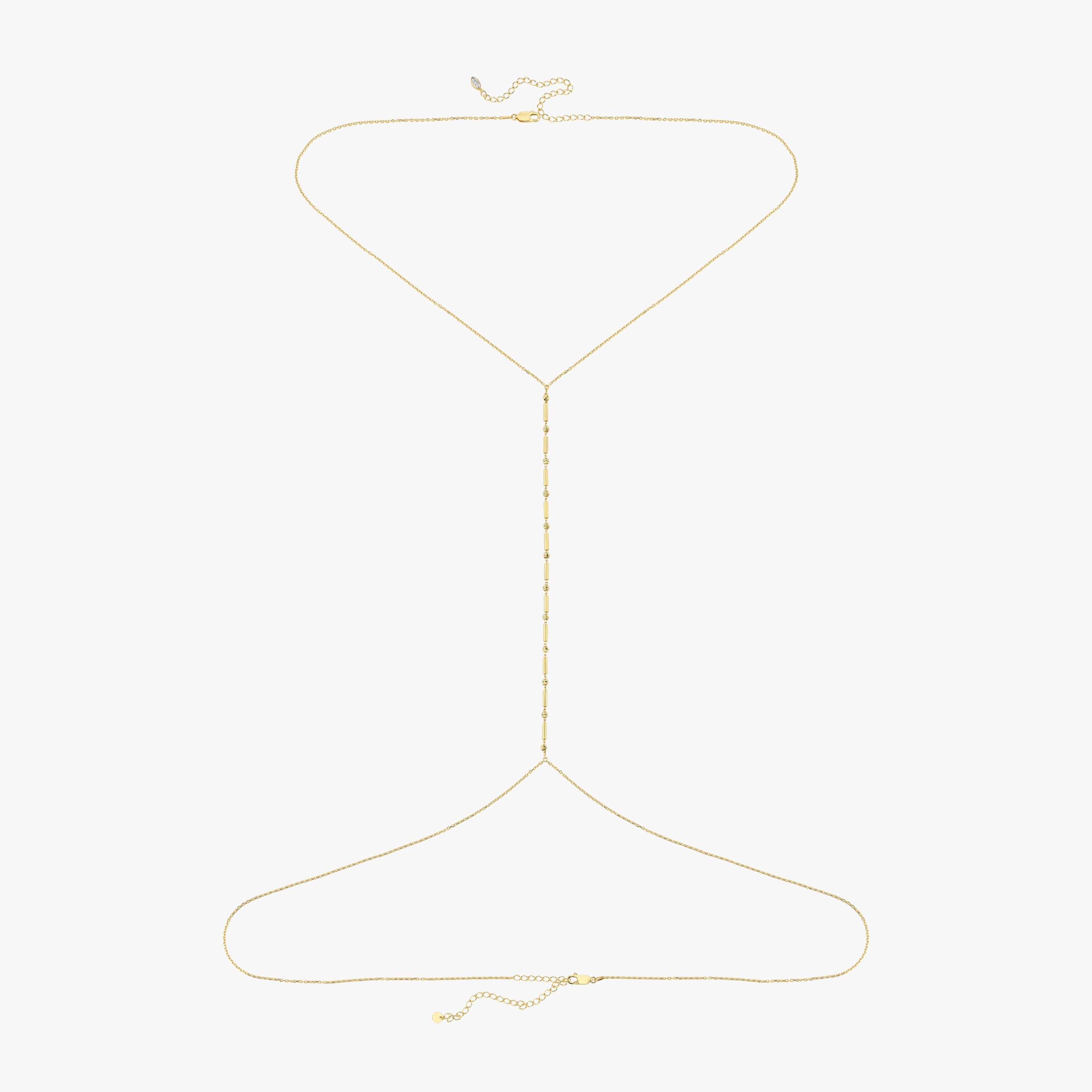 Flat-lay view of the full 18K Gold Vermeil Bar and Bead Body Jewelry on a white background.