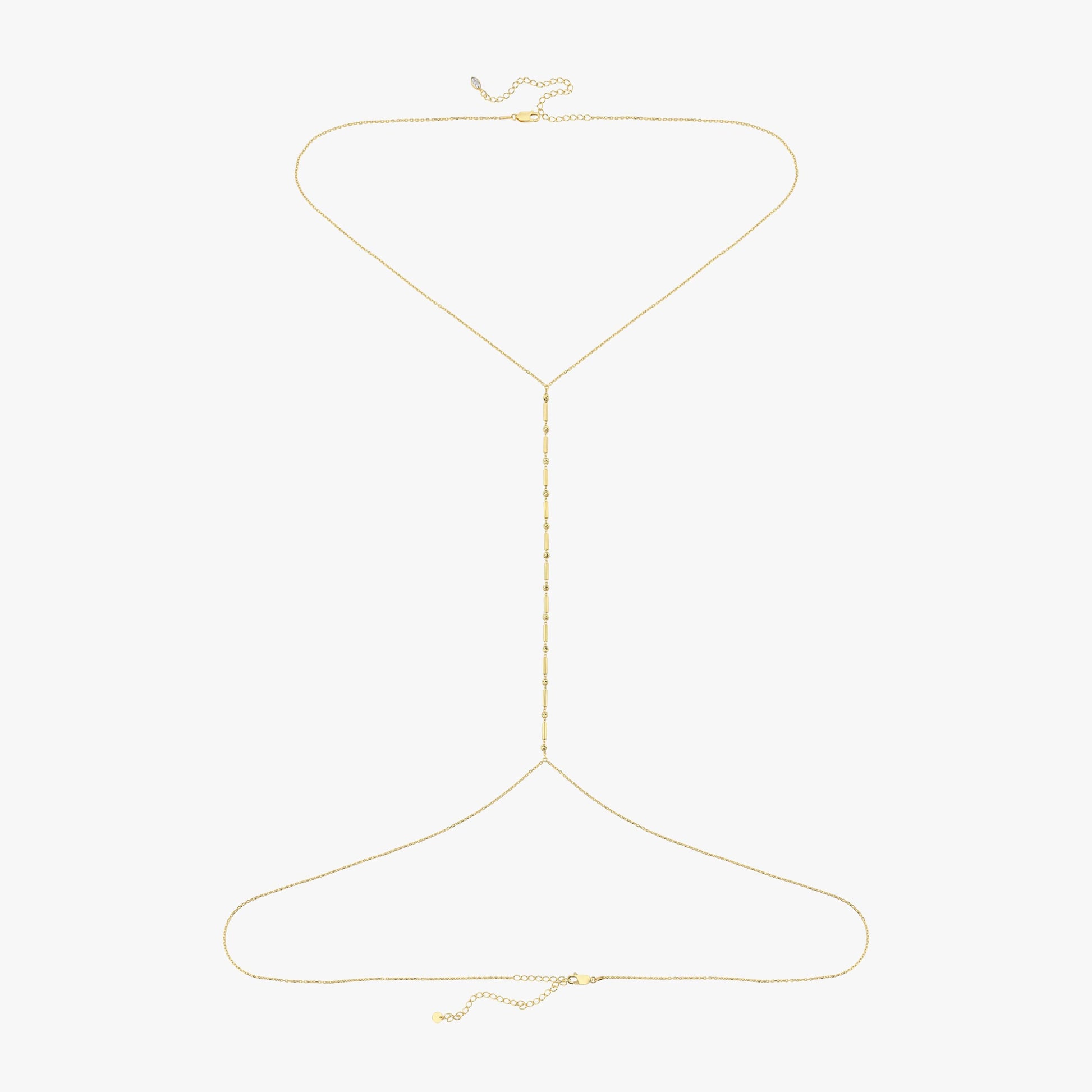 Flat-lay view of the full 18K Gold Vermeil Bar and Bead Body Jewelry on a white background.