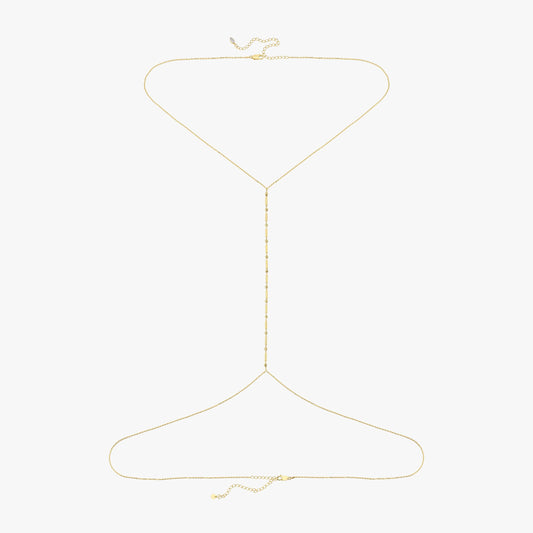 Flat-lay view of the full 18K Gold Vermeil Bar and Bead Body Jewelry on a white background.