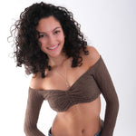 Smiling model wears the 18K Gold Vermeil Body Chain with Heart.
