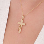 18K Gold Vermeil Cross Necklace: Father Son and Holy Spirit Necklace, Christian Jewelry Gift